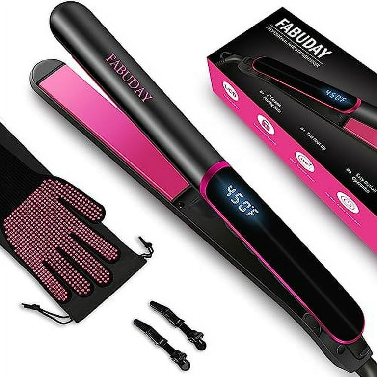 Fabuday Flat Iron Hair Straightener Dual Voltage Heat Up Quickly LCD Display Auto Shut Off 12 Adjustable Temp Hot Iron for All Hair Types 1