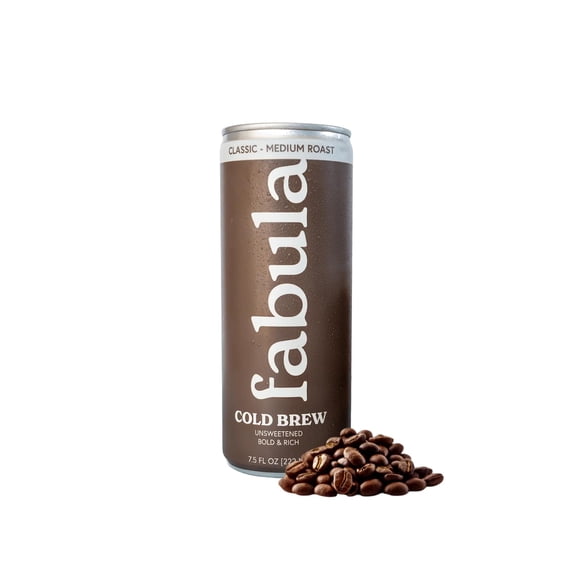 Fabula Organic Cold Brew Coffee 7.5 oz Cans - Single Origin Peruvian 100% Arabica Beans - Organic, Low Acid | No Sugar, Medium Roast - Ready to Drink Coffee, Pack of 12