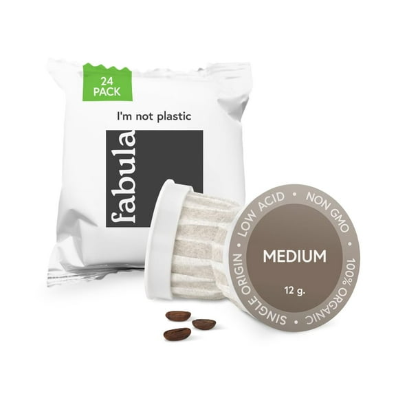 Fabula USDA Organic Coffee Pods for Keurig, Keurig 2 Machines, Medium Roast, Low Acid Coffee K-Cups, 24 Ct, Single Origin - Mold Free - Fair Trade - Non-GMO Kcups, Compostable, Biodegradable