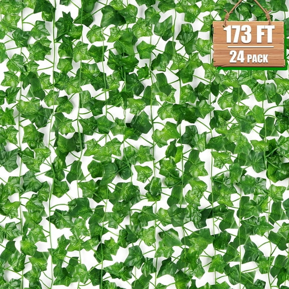 Fabulas 24 Pack 173Ft Artificial Ivy Fake Vines, Ivy Vines Garland Greenery Hanging Plants Vines Leaf for Wedding Garden Party Home Room Wall Decor Aesthetic