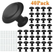Fabulas 40 Pack Cabinet knobs, Black Kitchen Cabinet Knobs 1-3/16" Handles Knobs for Dresser Drawers-Kitchen Cabinet Hardware with Screws