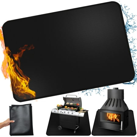 Fabulas 48 x 32 inch Under Grill Mat for Outdoor Grill, Large Double-Sided Fireproof Deck and Patio Protector Mat, Waterproof Oil-Proof Grill Floor Pads Fire Pit BBQ Mat