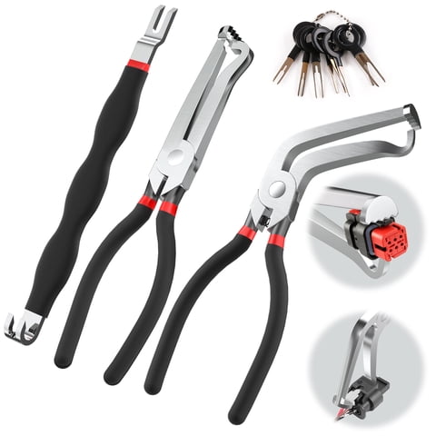 Fabulas 4Pcs Electrical Disconnect Pliers, 60 Degree Straight Electrical Connector Pliers, Separator Pliers for Electrical Wiring, Plug Disconnect Pliers Set Rapid Automotive System Removal Tool