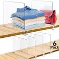 thumbnail image 1 of Fabulas Acrylic Clear Shelf Dividers, 6 Pack for Organizer Closets Clothes Purses Separators, 1 of 8
