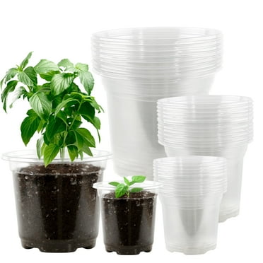 Fabulas Clear Nursery Pots Variety Pack, 32 Pack 5/4/3.5 inch Seedling Pot, Reinforced Plastic Planting Pot, Seed Starting Pot with Drainage Holes for Plants