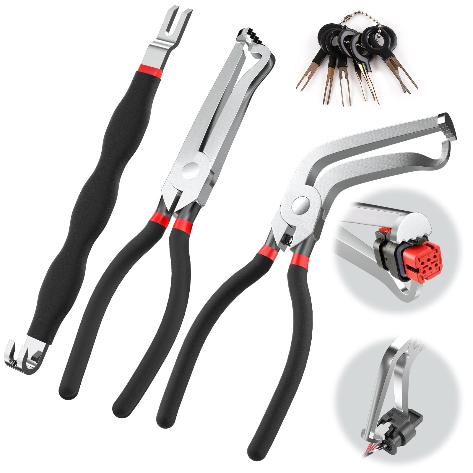 Fabulas 4Pcs Electrical Disconnect Pliers, 60 Degree Straight Electrical Connector Pliers, Separator Pliers for Electrical Wiring, Plug Disconnect Pliers Set Rapid Automotive System Removal Tool
