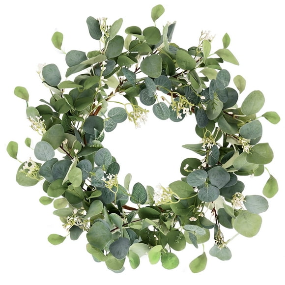 Fabulas Eucalyptus Wreath Spring Wreaths for Front Door, 20 Inch Artificial Summer Green Door Wreaths with Small Berries for Home Porch Window Wall Farmhouse Indoor Outdoor Fall All Season Decor