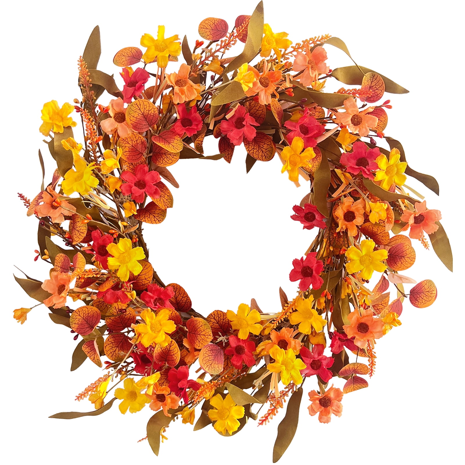 Fabulas Fall Wreaths for Front Door, 22 Inch Artificial Eucalyptus ...