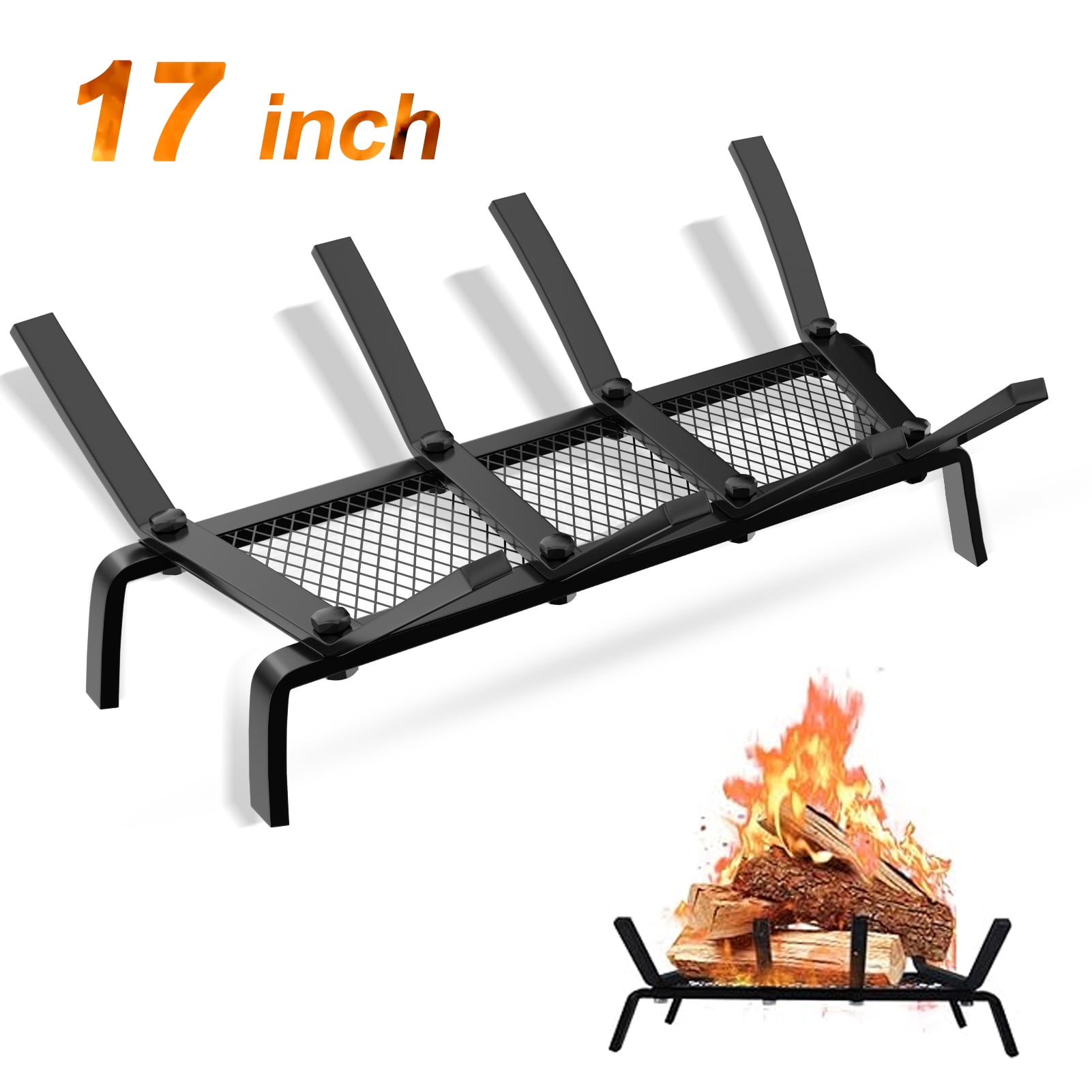 Fabulas 17 Inch Cast Iron Fireplace Grate with Ember Retainer - Walmart.com
