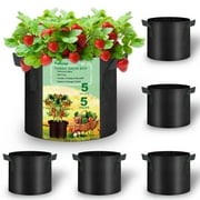 Fabulas Grow Bags, 5 Pack 5 Gallon Aeration Fabric Pots with Handles Reusable Heavy Duty Thickened Nonwoven Indoor Outdoor Garden Plant Containers