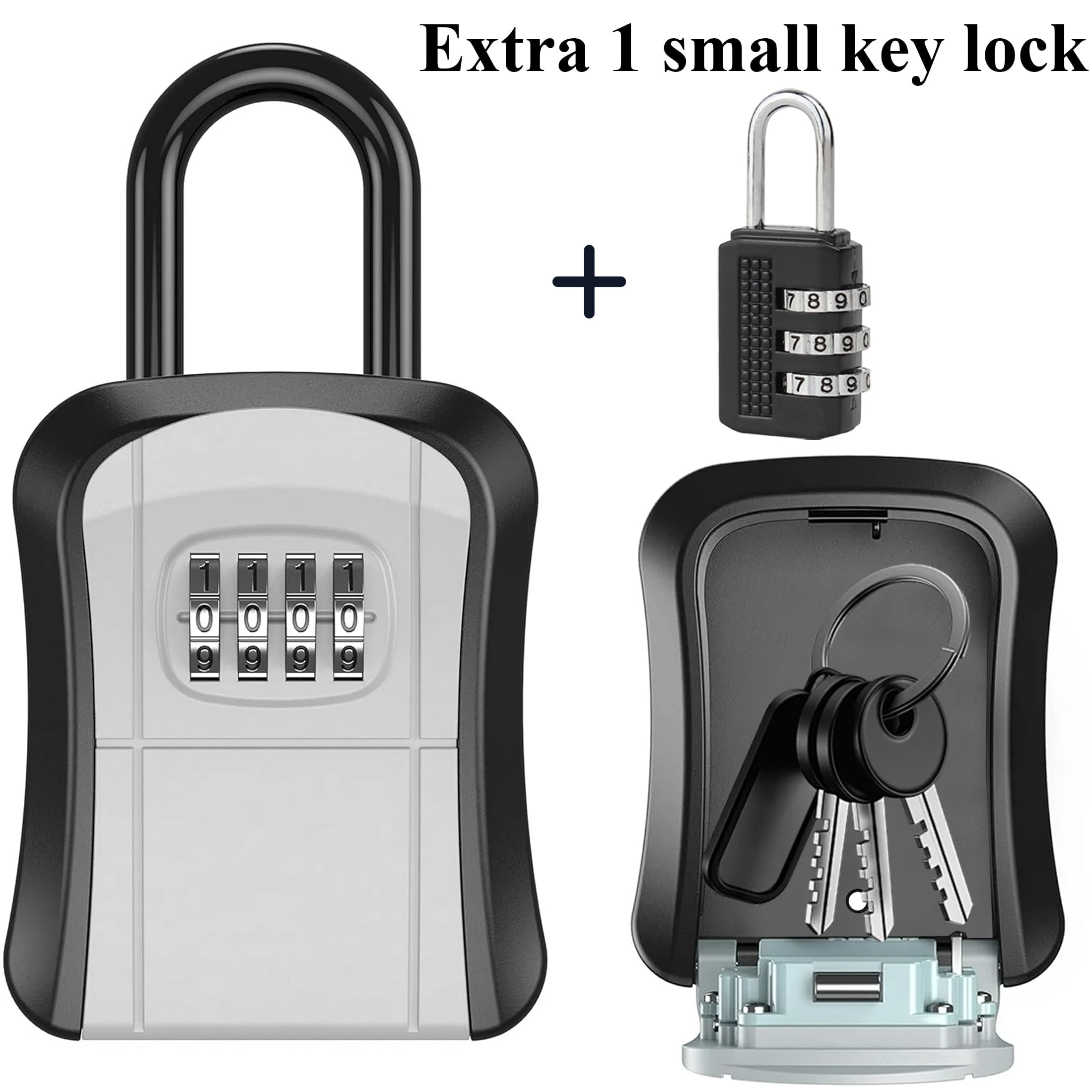 Walmart daily deals:  Fabulas Key Lock Box with Code, Portable Lockbox for Outside House Key, Wall Mounted 4 Digit Combination Lock Box Key Safe Storage for Home Outdoor Office Apartment Spare Key Storage,  Grey