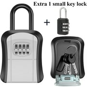 Fabulas Key Lock Box with Code, Portable Lockbox for Outside House Key, Wall Mounted 4 Digit Combination Lock Box Key Safe Storage for Home Outdoor Office Apartment Spare Key Storage, Grey