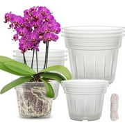 Fabulas Orchid Pot, 9 Pack Clear Orchid Pots with Holes, 3 Each of 4.8, 5.7 and 6.4 Inch Plastic Orchid Pots for Repotting, Breathable Slotted Orchids Planter, Flower Plant Pot Indoor Outdoor