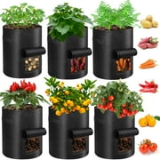 Fabulas Potato Grow Bags, 6 Pack 10 Gallon Potato Planter with Reinforced Handles and Harvest Window, Heavy Duty Nonwoven Fabric Pots for Growing Potatoes Tomatoes Carrots Vegetables