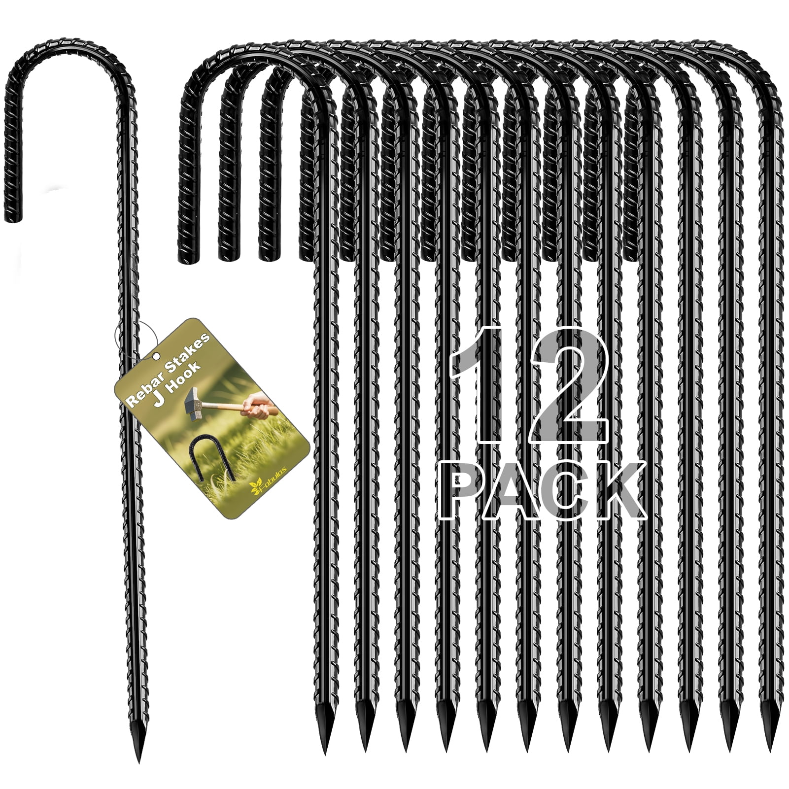 Fabulas Rebar Stakes 12 Inch, 12 Pack Rebar Stakes Heavy Duty Ground ...