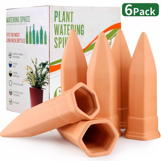 Fabulas Terracotta Plant Self Watering Spike Stakes 6 Pack Automatic ...
