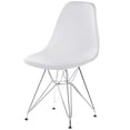 thumbnail image 1 of Fabulaxe Mid-Century Modern Style Plastic DSW Shell Dining Chair with Metal Legs, White, 1 of 8