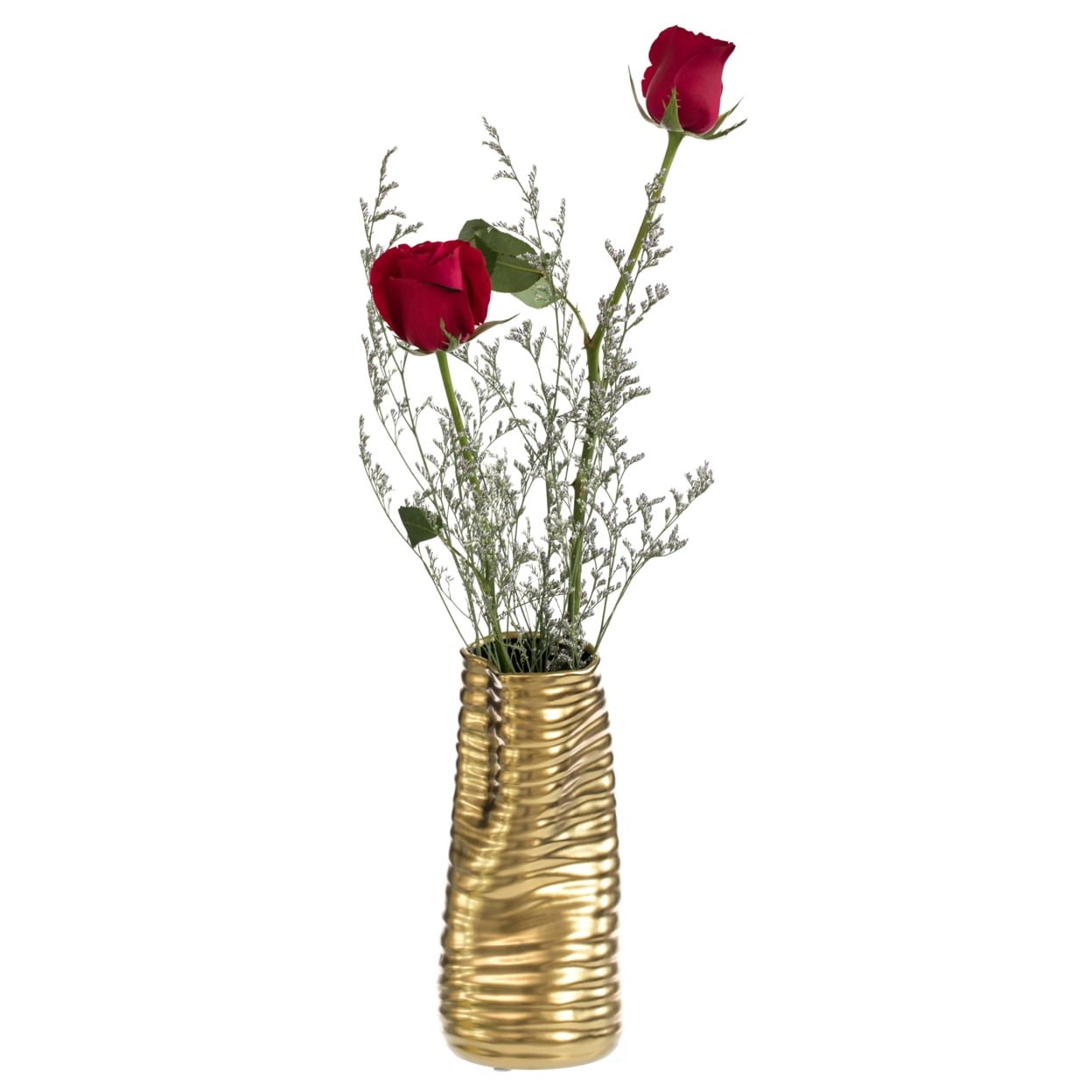 Gold 9-Inch Ceramic Melted Sculpture Table Vase