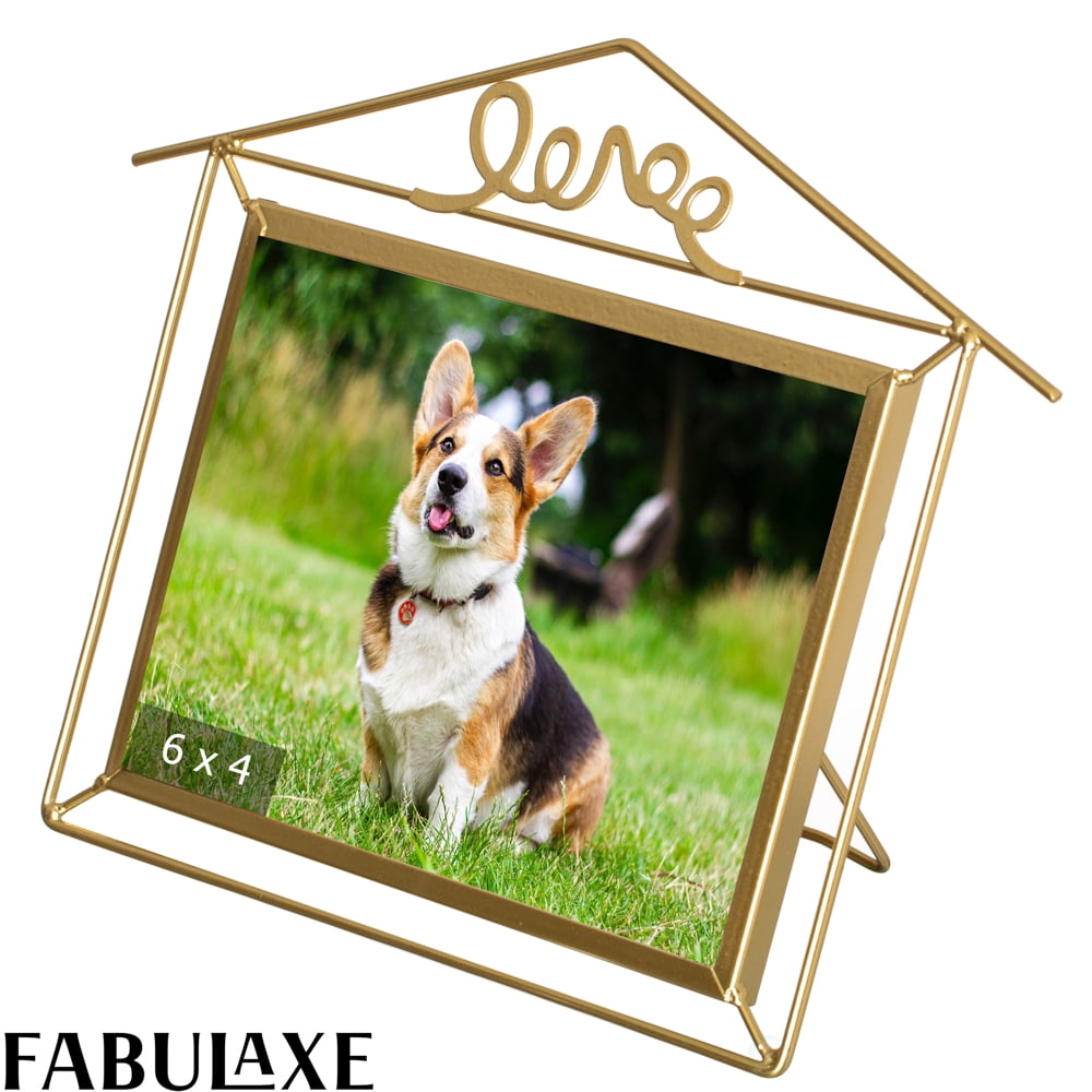 Fabulaxe 9x7-inch Decorative Gold Metal Floating Picture Frame for 4x6 ...