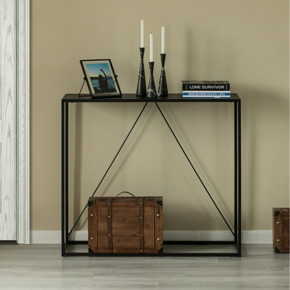 Fabulaxe QI004188.BK Modern Display Metal Console Table, for Dining, Entryway and Hallway, Black