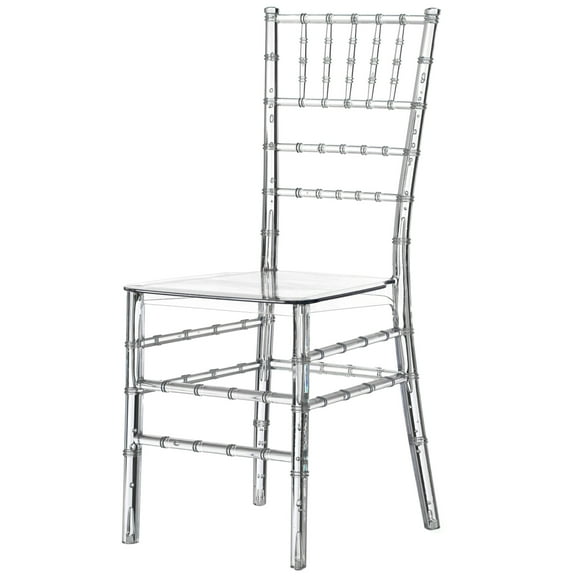 Fabulaxe QI004658.CL Modern Acrylic Stackable Chiavari Dining Chair, Clear Party Chair, Crystal Acrylic Chair for Events and Weddings, Single