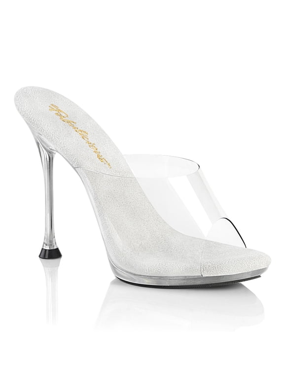 CUPID-401 Women's 4 1/2" Heel Mini-Platform Slides Sandals Clear Shoes