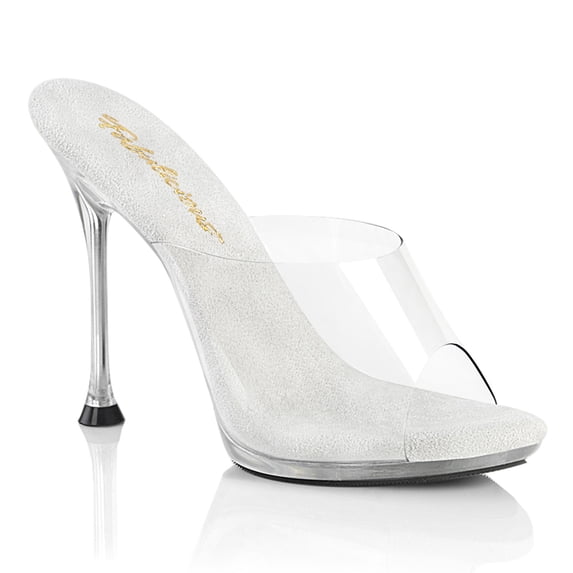 Fabulicious CUPID-401 Women's 4 1/2" Heel Mini-Platform Slides Sandals Clear Shoes