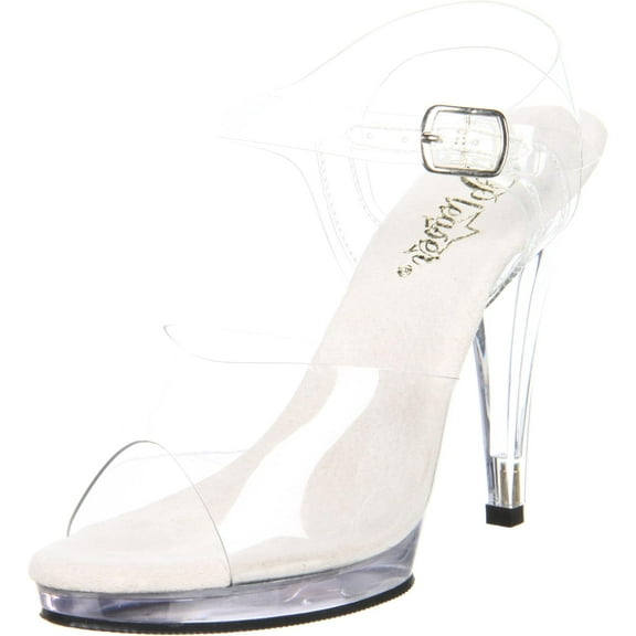 Fabulicious Women's Flair-408 Ankle-Strap Sandal 8 Clear/Clear