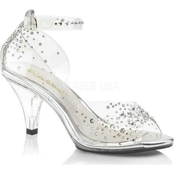 Fabulicious Women's Rhinestone Embellishment High-Heel Sandals, Open Toe Transparent, 12