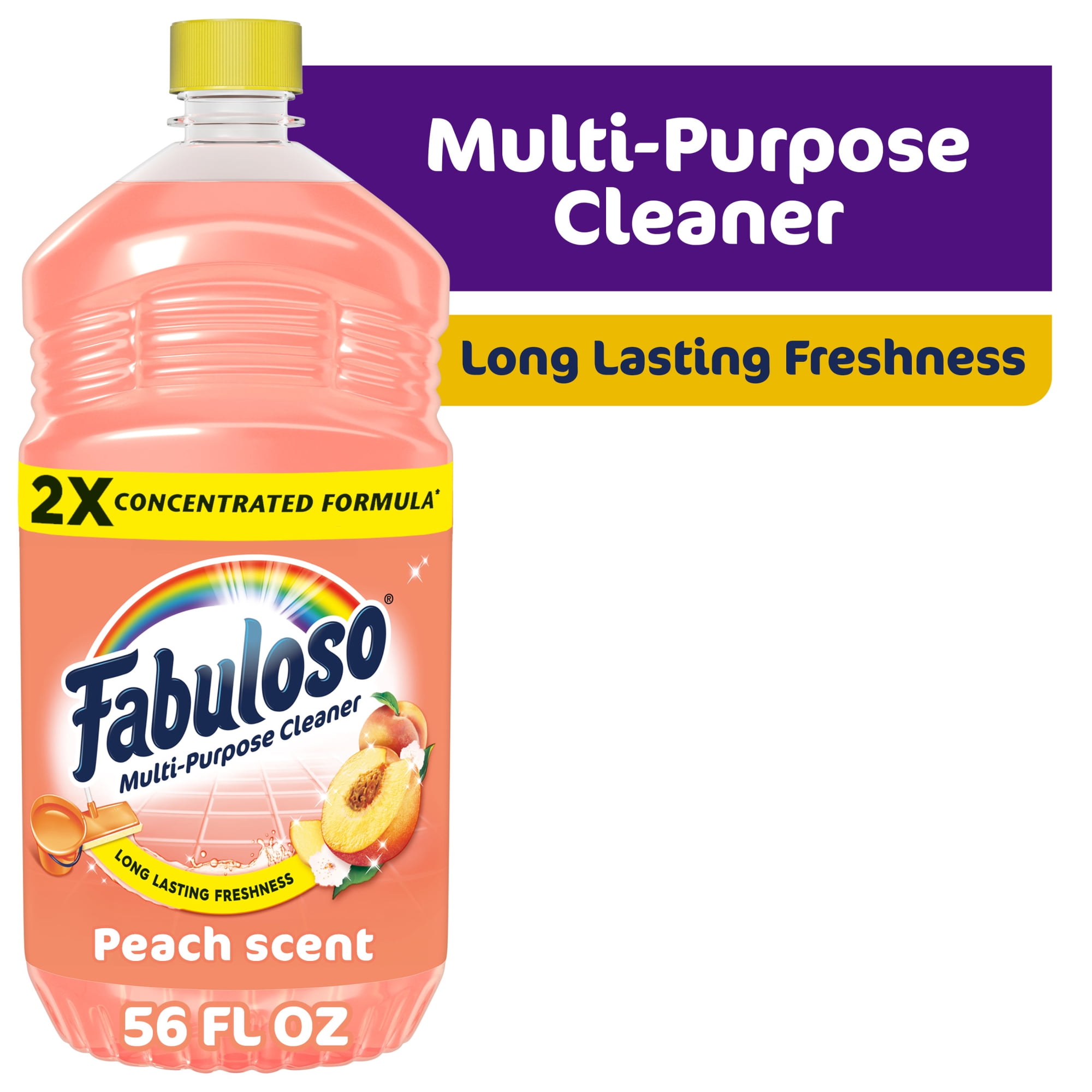 Fabuloso 2X Multi-Purpose Cleaner, No Rinse Floor Cleaner, Peach Scent, 56 fl oz
