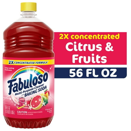 Fabuloso Multi-Purpose Cleaner, 2X Concentrated Formula, Citrus & Fruits with Baking Soda, 56 oz