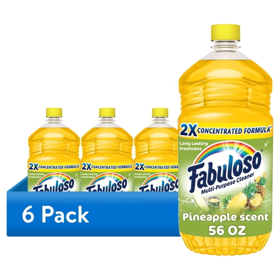 (6 pack) Fabuloso Multi-Purpose Cleaner, 2X Concentrated Formula, Floor Cleaner, Pineapple Scent, 56 fl oz