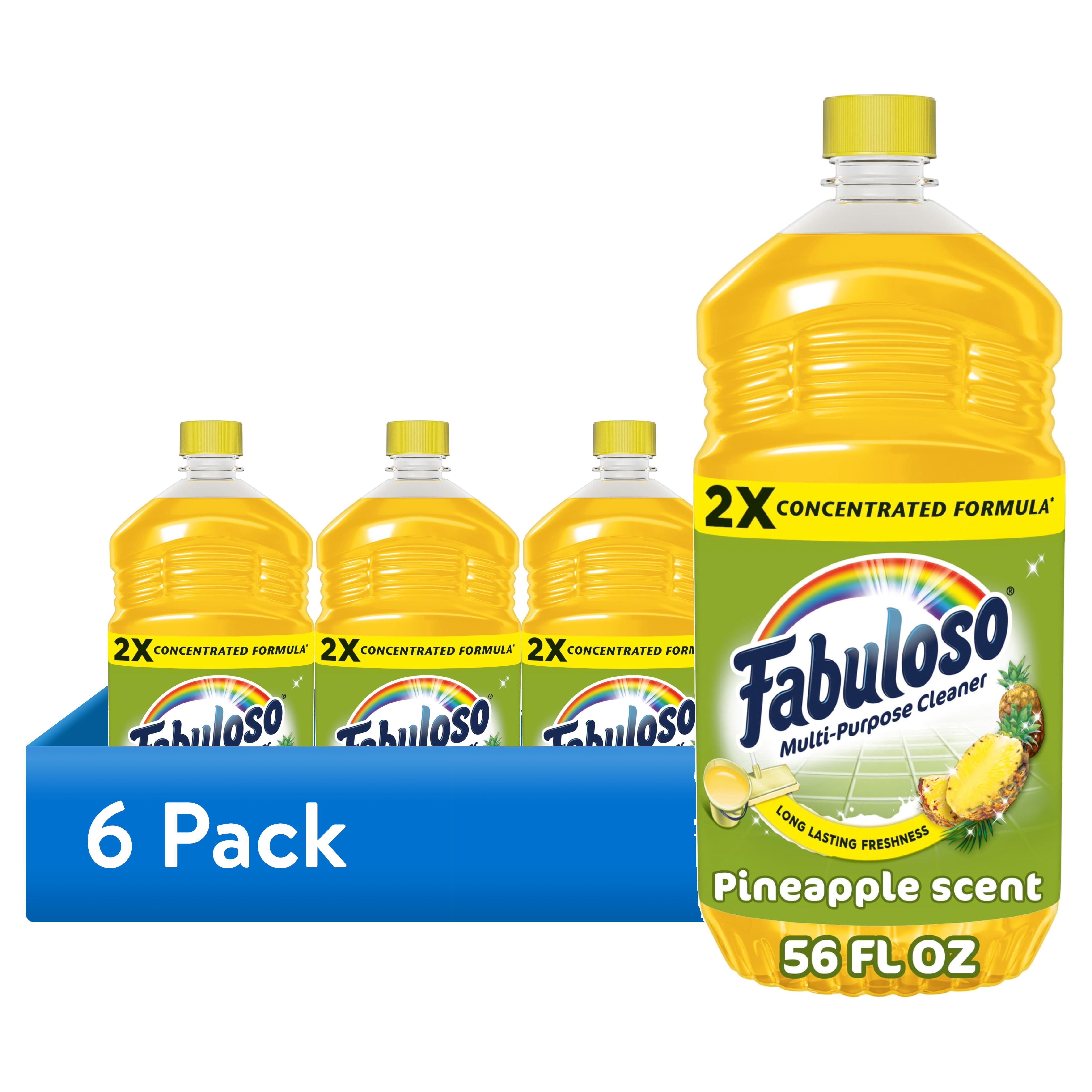 (6 pack) Fabuloso 2X Multi-Purpose Cleaner, No Rinse Floor Cleaner, Long-Lasting Freshness, Pineapple Scent, 56 fl oz