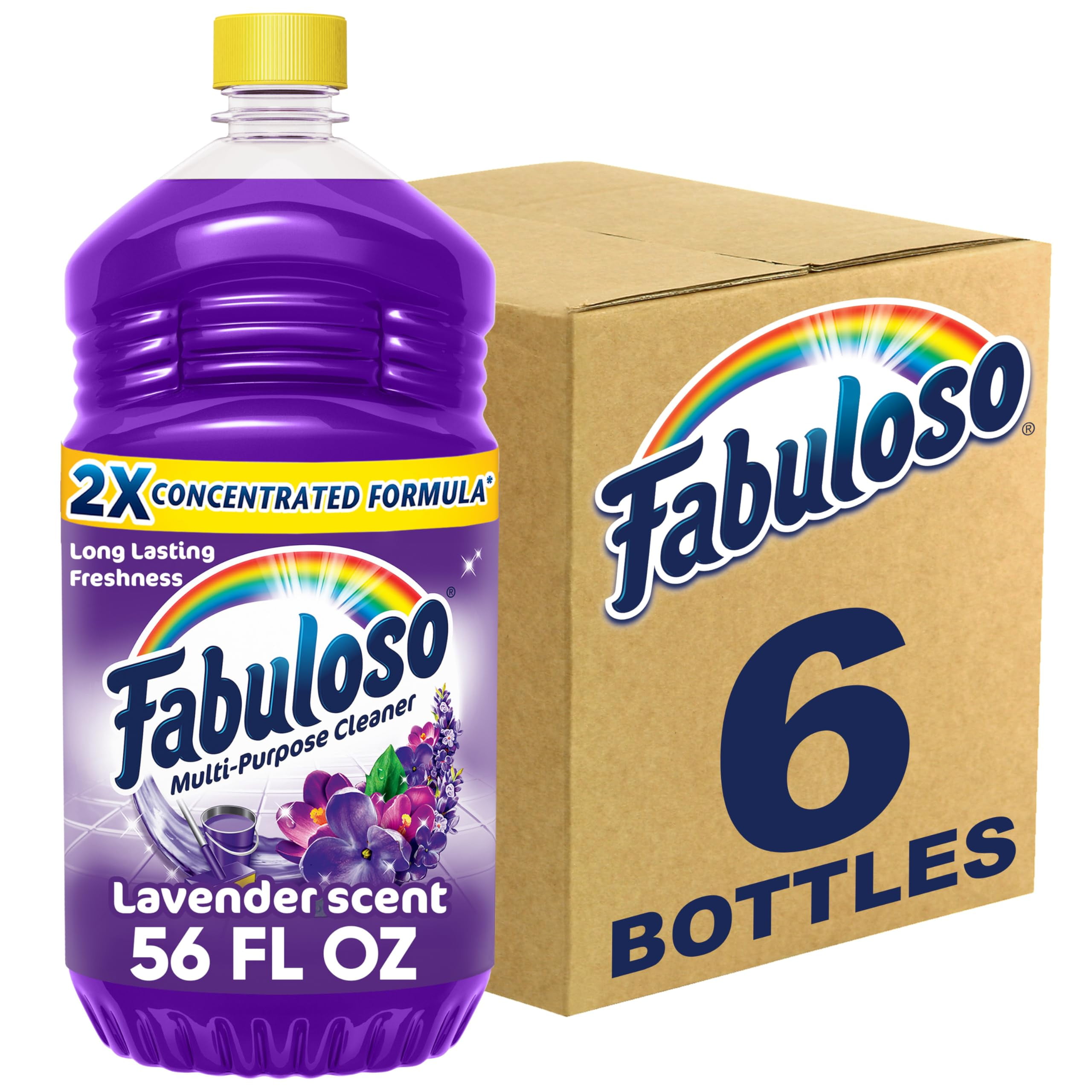 Fabuloso Multi-Purpose Cleaner & Floor Cleaner, 2X Concentrated, Lavender Scent, 56 fluid ounces (6 Pack)