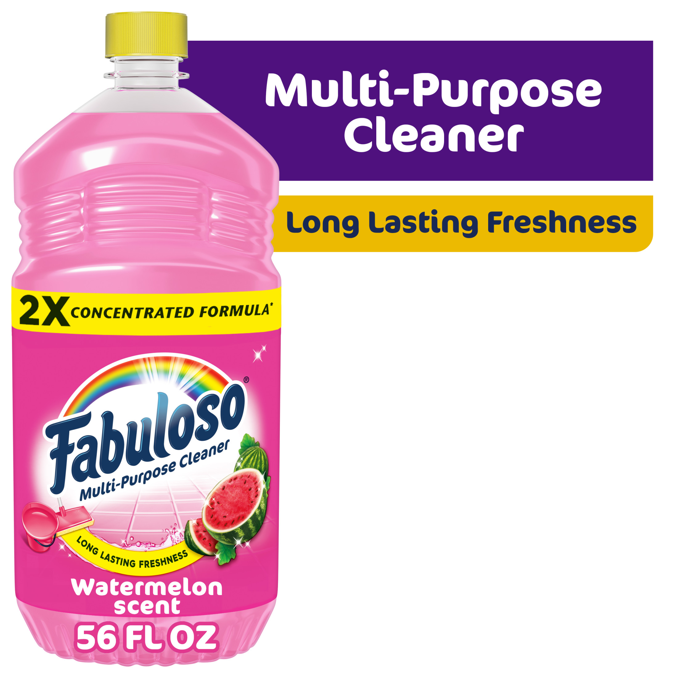 Fabuloso 2X Multi-Purpose Cleaner, No Rinse Floor Cleaner, Watermelon Scent, 56 fl oz