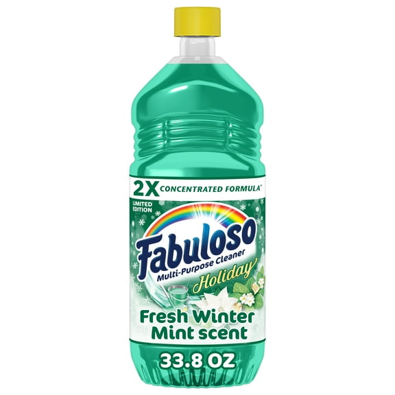 Fabuloso Holiday Multi-Purpose Cleaner, 2X Concentrated Formula, Fresh Winter Mint Scent, 33.8 fl oz