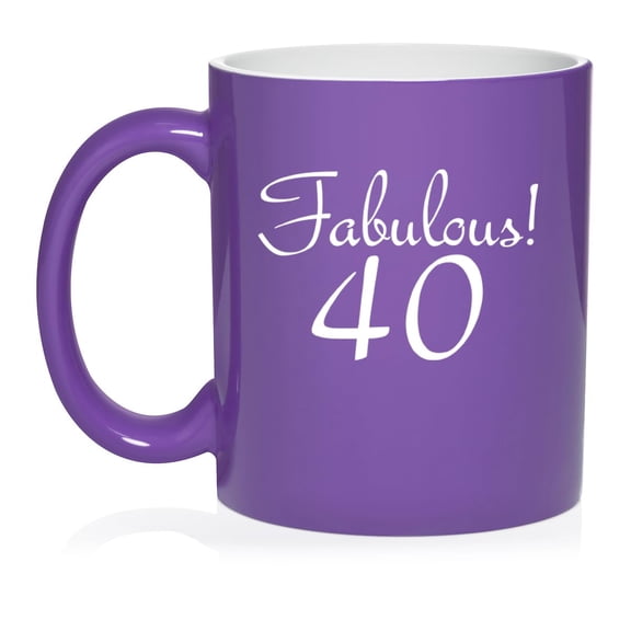 Fabulous 40 40th Birthday Gift Ceramic Coffee Mug Tea Cup Gift for Her, Friend, Coworker, Wife (11oz Purple)