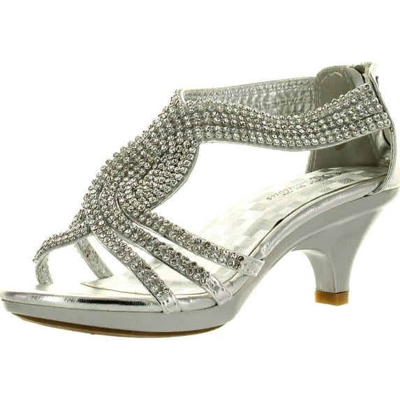 Fabulous Angel-37K Kids Little Girls Bling Rhinestone Platform Dress Heels Sandals
