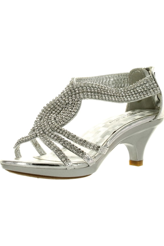 Fabulous Angel-37K Kids Little Girls Bling Rhinestone Platform Dress Heels Sandals