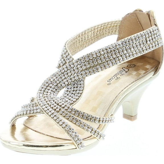 Fabulous Angel-37K Little Girls Bling Rhinestone Platform Dress Heels Sandals