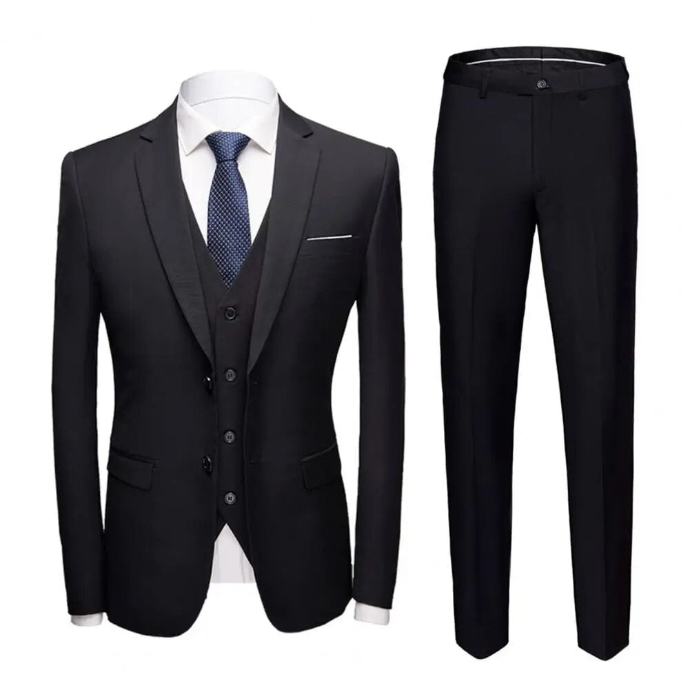 Fabulous Business Suit Pockets Suit Set Long Sleeve Slim Fit Formal