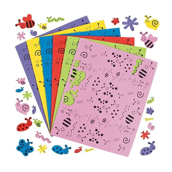 Fun Express Foam Adhesive Bug Shapes - Vibrant and Fun Craft Supplies for Kids - Perfect for DIY Projects Art School Crafts and Creative Activities - Ideal for Home Classroom and Parties - 500 Pieces