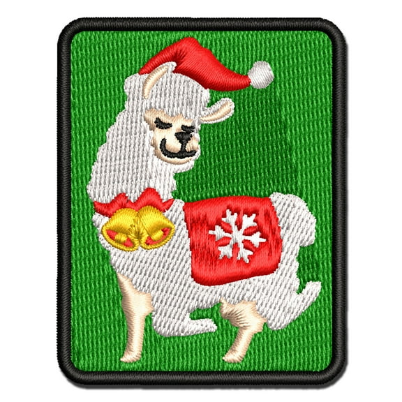 Fabulous Holiday Christmas Alpaca Applique Multi-Color Embroidered Iron-On Patch - 3.5 Inch Large