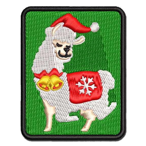 Fabulous Holiday Christmas Alpaca Applique Multi-Color Embroidered Iron-On Patch - 3 Inch Medium