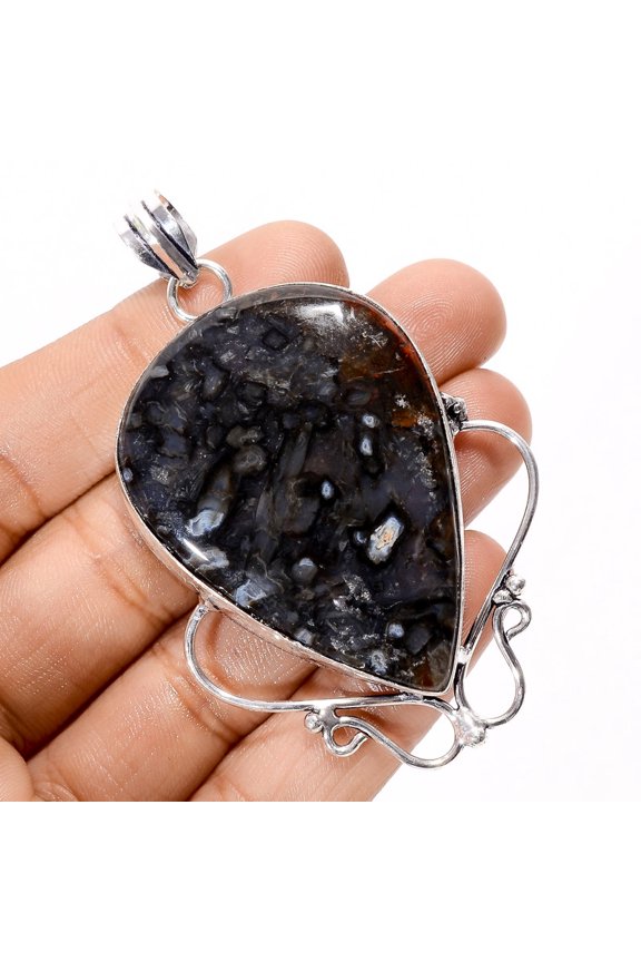 Fabulous Top Grade Qualite 100% Natural Ruby Zoisite Oval Shape Vintage Style Handmade Jewelry 925 Steling Silver Pendant 2.6" WSJ-4837