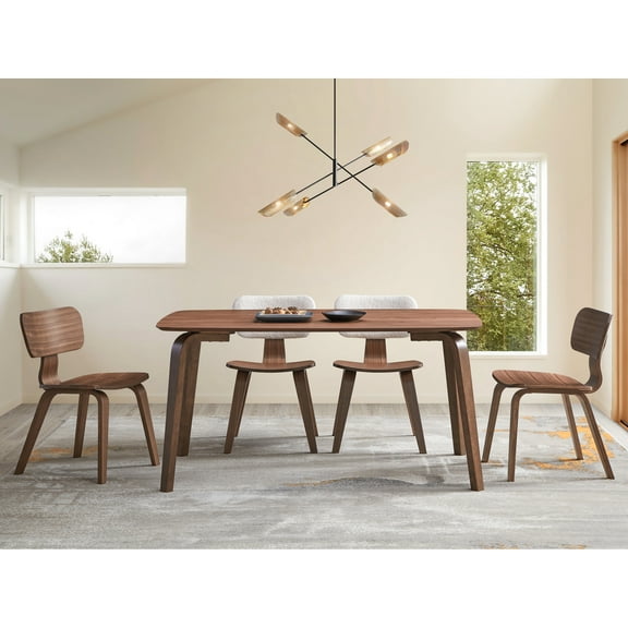 Fabulous Walnut Dining Table, Fixed Tabletop Tenacity, Bent Wood Leg Mania, Rubber Wood, 59in X 35in 30in, 55lb Walnut Revelation, Token, Synthetic 55lb, 59x35x30