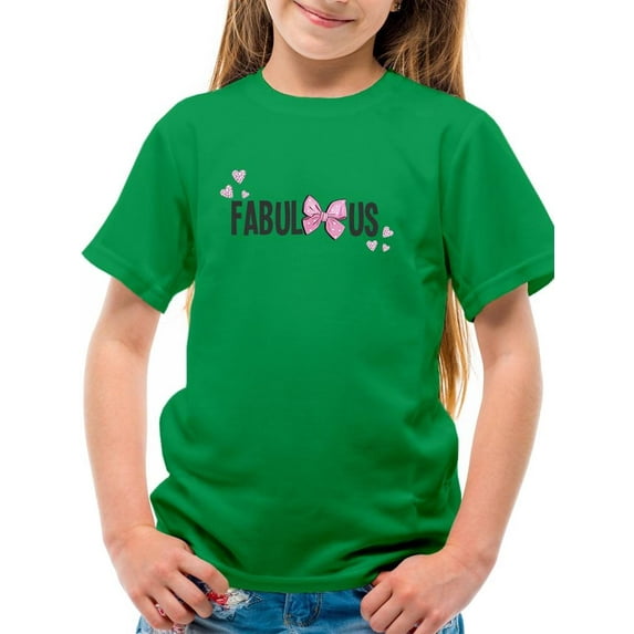Fabulous With Pink Bow T-Shirt Juniors -Image by Shutterstock, Small