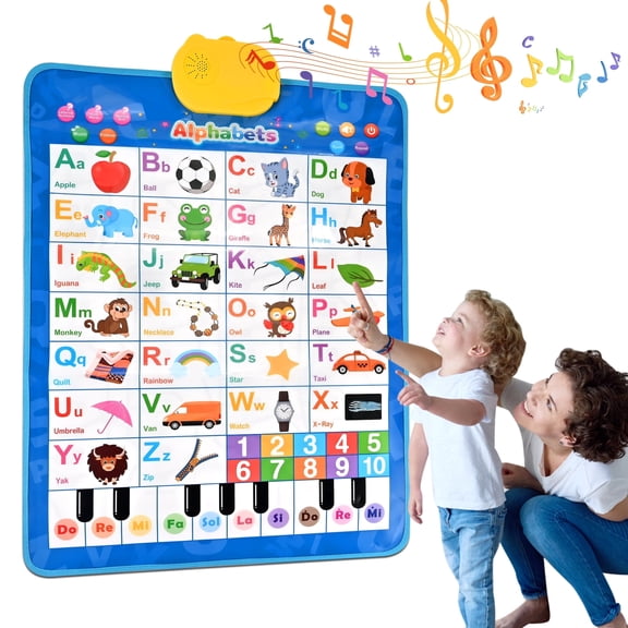 Faburo Electronic Alphabet Poster Toddler Learning Toys,Electronic Alphabet Wall Chart, Toys for Ages 3-6, Blue