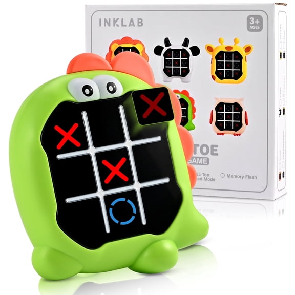 Faburo Electronic Tic Tac Toe Game for Kids, 3-in-1 Handheld Travel Game with Memory Challenge & AI Battle Mode, Portable Brain Teaser Educational Toy for Boys Girls Ages 4-12