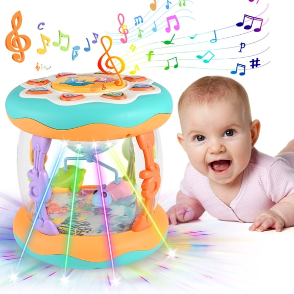 Faburo Musical Learning Toy, Rotating Ocean Projector Tummy Time Crawling Toy for Infants & Toddlers